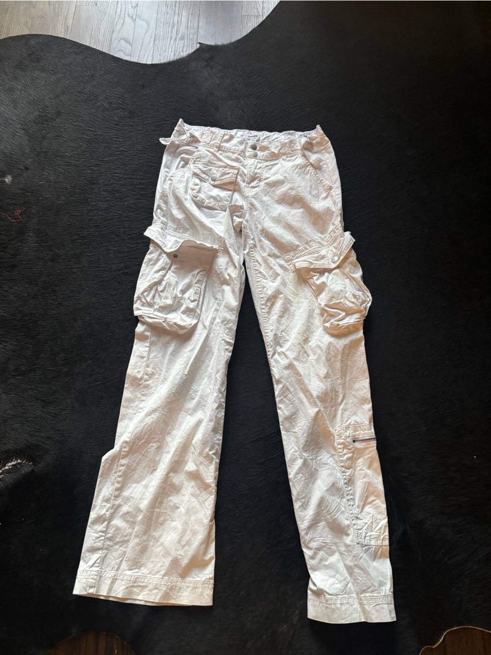 Garage White Button-Front Cargo Pants